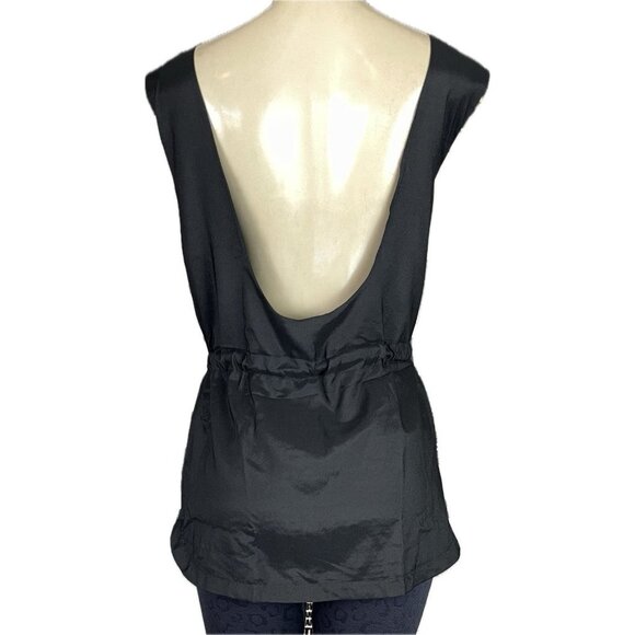 Hype L Black-White Sequin Lined Open Back Drawstring Cord Waist Sleeveless Top - Picture 4 of 6